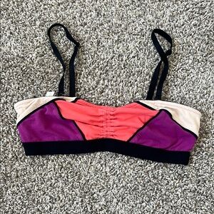 Free People Color Block Black Beige Purple and Pink Bralette Size Small